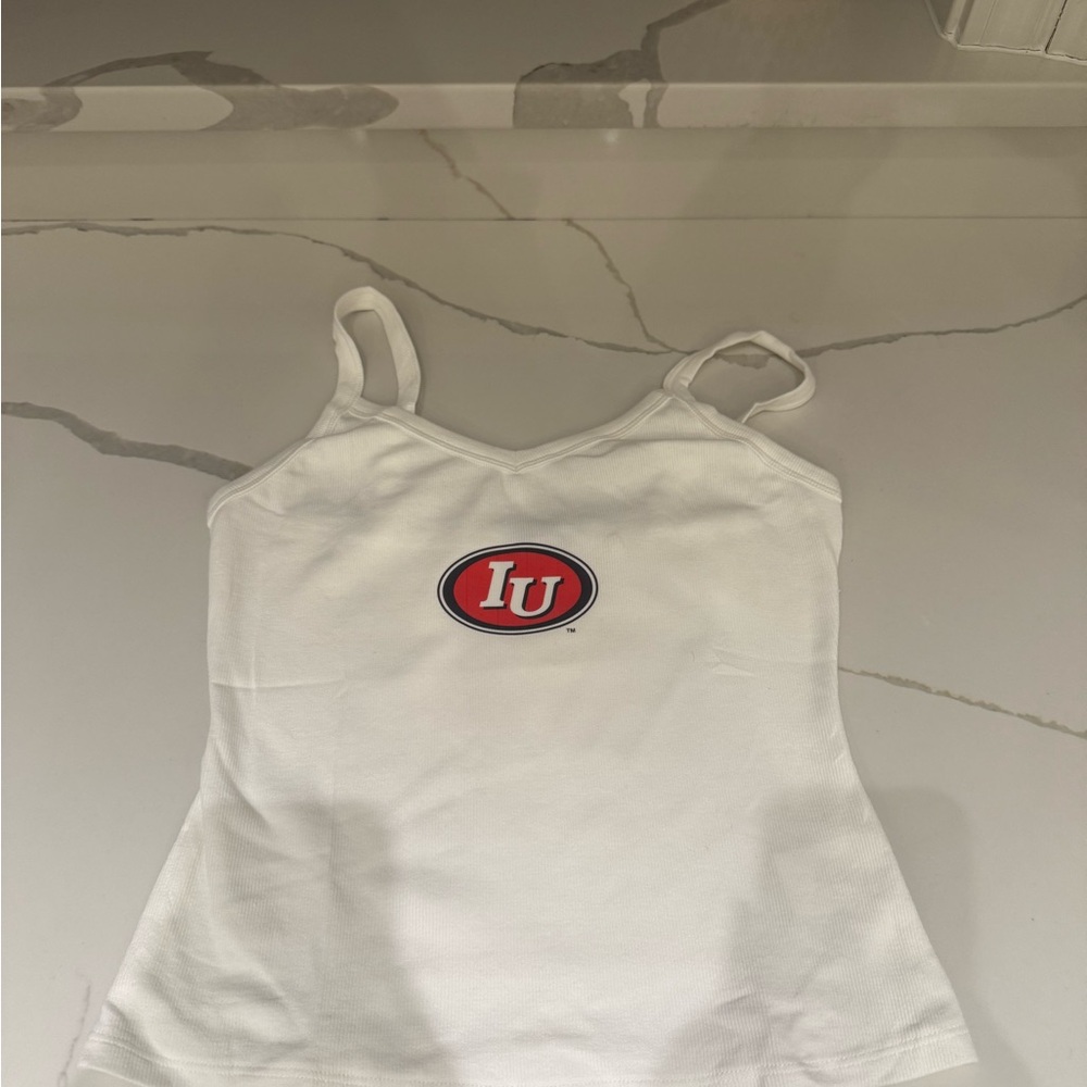 White Tank Top with Red Logo